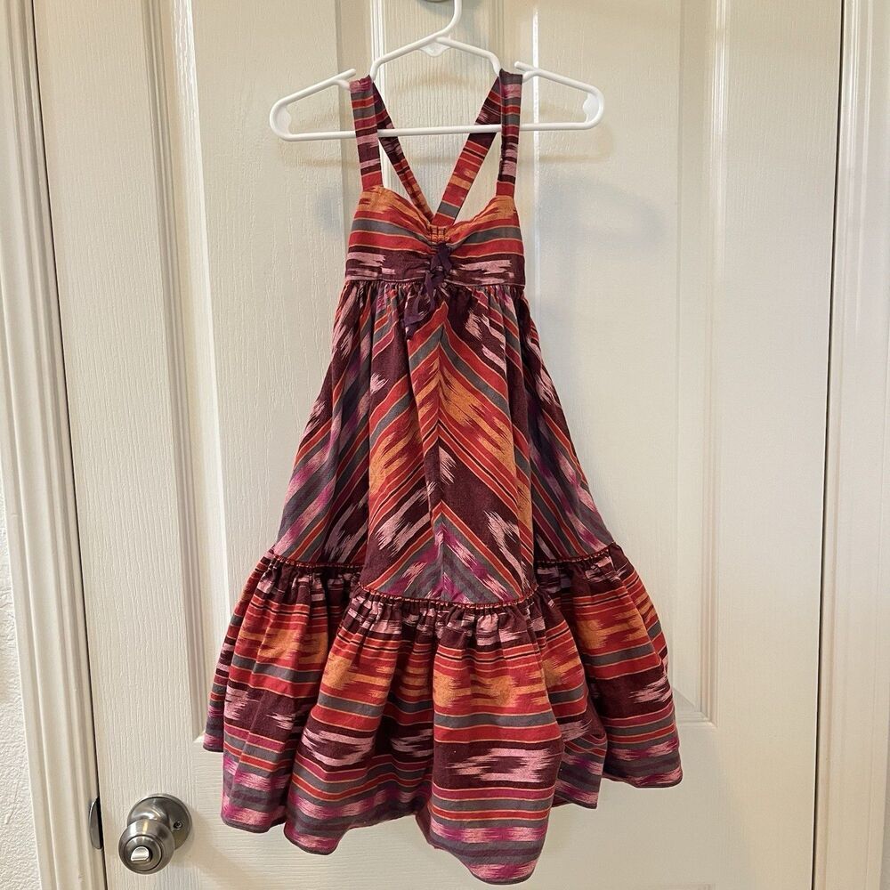 Ralph Lauren Tribal Aztec Ikat Print Maxi Dress Sundress Cotton Girls Size 3/3T